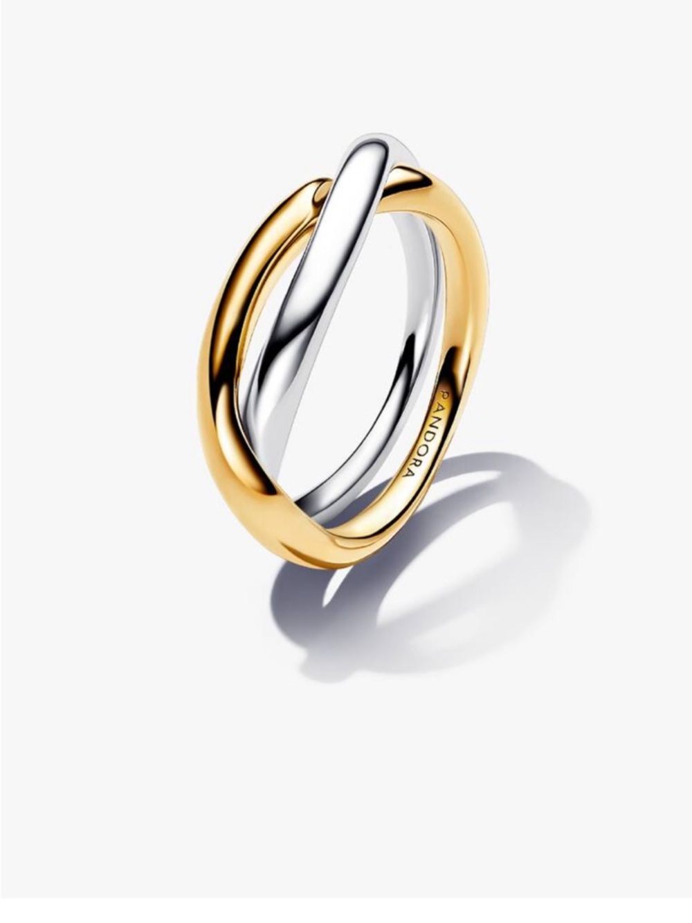 Pandora Two-Tone Interlocking Ring in Gold and Silver